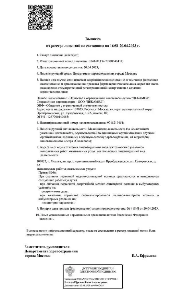 Клиника Квинмед лицензия